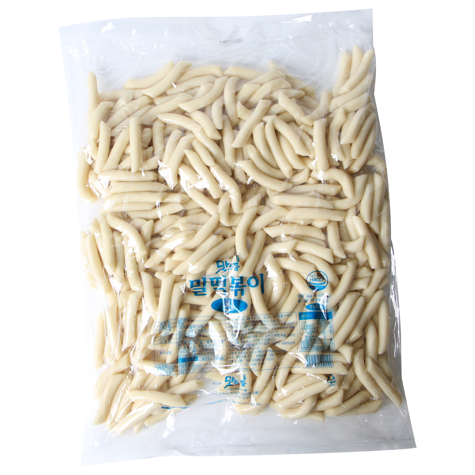 맛찬들 밀떡볶이떡(절단/소) 3kg